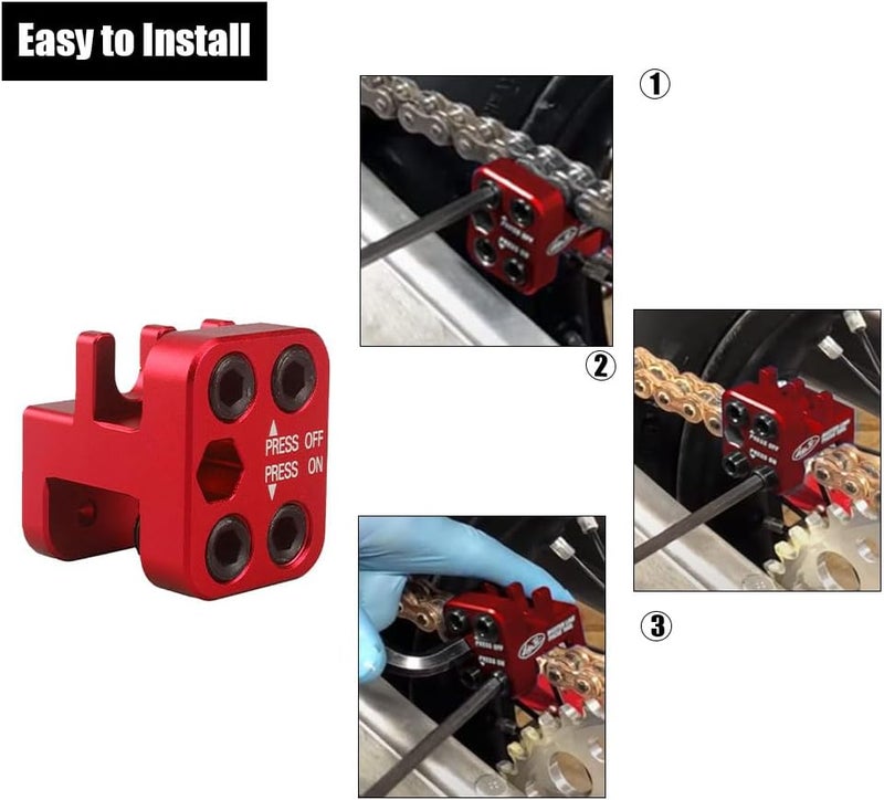 YOMIRACING Master Link Press Tool For Drag Specialties Motorcycle ATV 520 525 530 Bike Chain Tool Motorcycle Chain Tool Motorcycle Chain Rivet Tool(RED) - Image 4